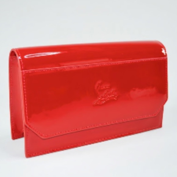 Christian Louboutin Handbags - Christian Louboutin Red Patent Clutch with Chain Strap